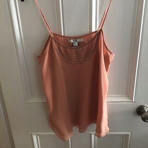 Coral Tank Top with Detailed Neckline